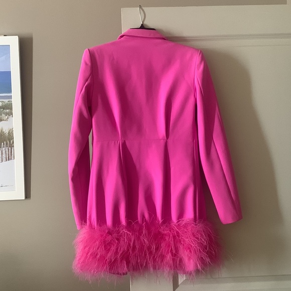 Pink feathered blazer dress - Picture 7 of 8